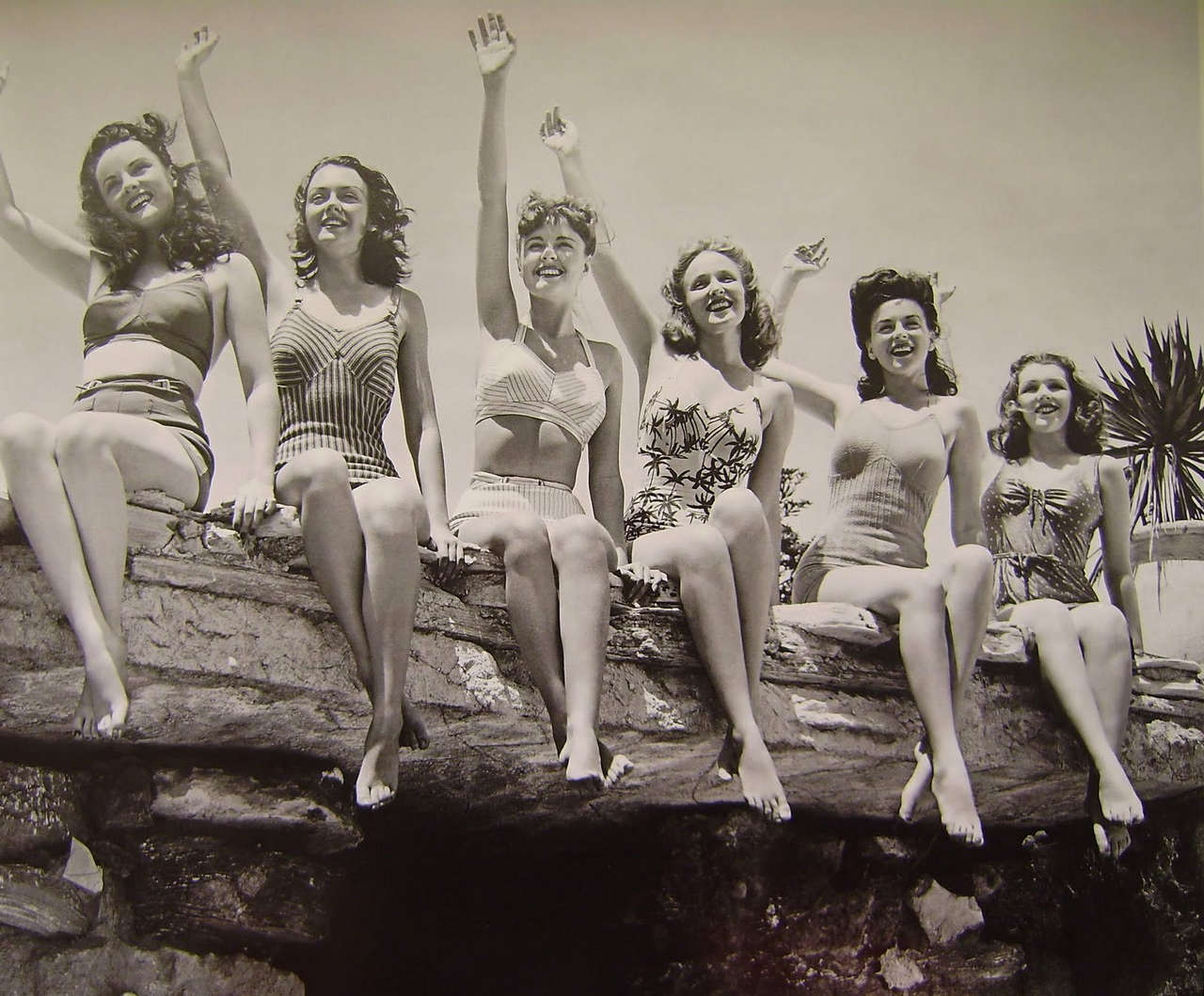 6 Ladies Showcasing Different Styles Of Bathing Suits Ca 1940 NSF