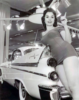 A Model At A Car Show In The International Amphitheater Chicago 1957 NSF