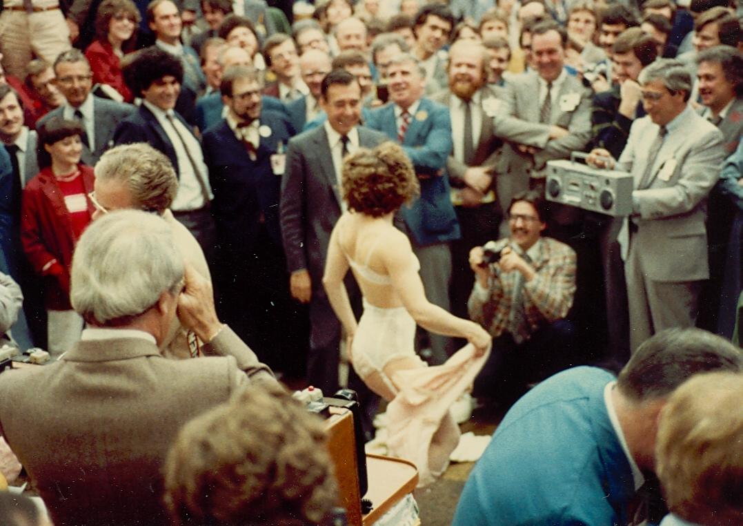 A Stripper Visits The Trading Floor Of The Toronto Stock Exchange Late 1970s NSF