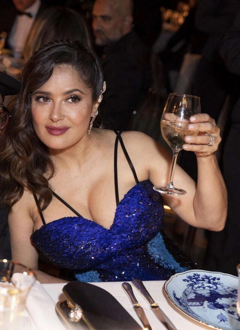 A Toast In Honor Of Both Our Birthdays Today The Love Of My Life Salma Hayek Cleavag