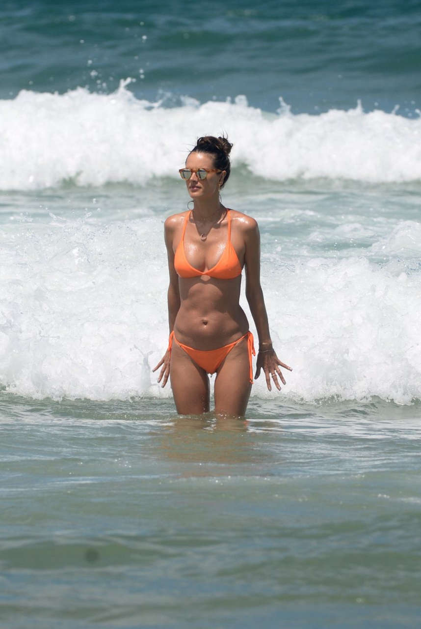 Alessandra Ambrosio Peach Bikini Beach Rio De Janeiro