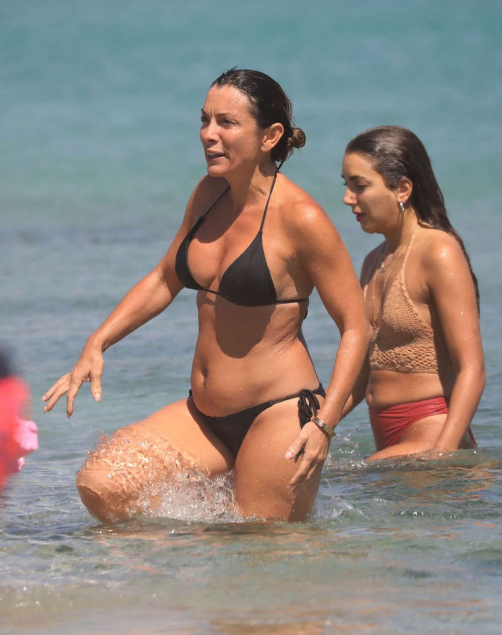 Alexandra Pascalidou And Gina Dirawi Bikinis Beach Mykonos