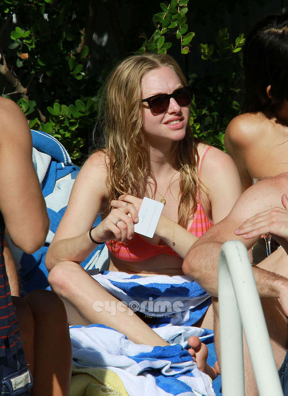 Amanda Seyfried Bikini Top Pool Miami