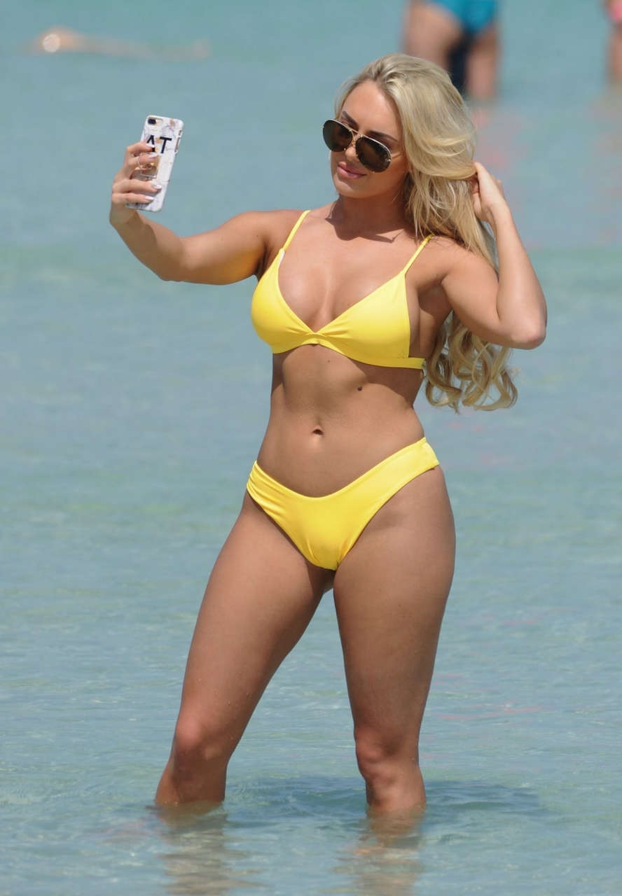 Amber Turner Yellow Bikini Beach Dubai