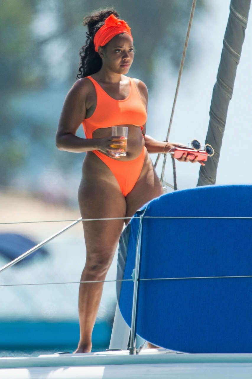 Angela Simmons Bikini Boat Barbados