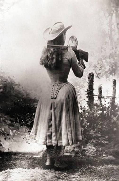 Annie Oakley Shooting Over Her Shoulder Using A Hand Mirror 1888 NSF