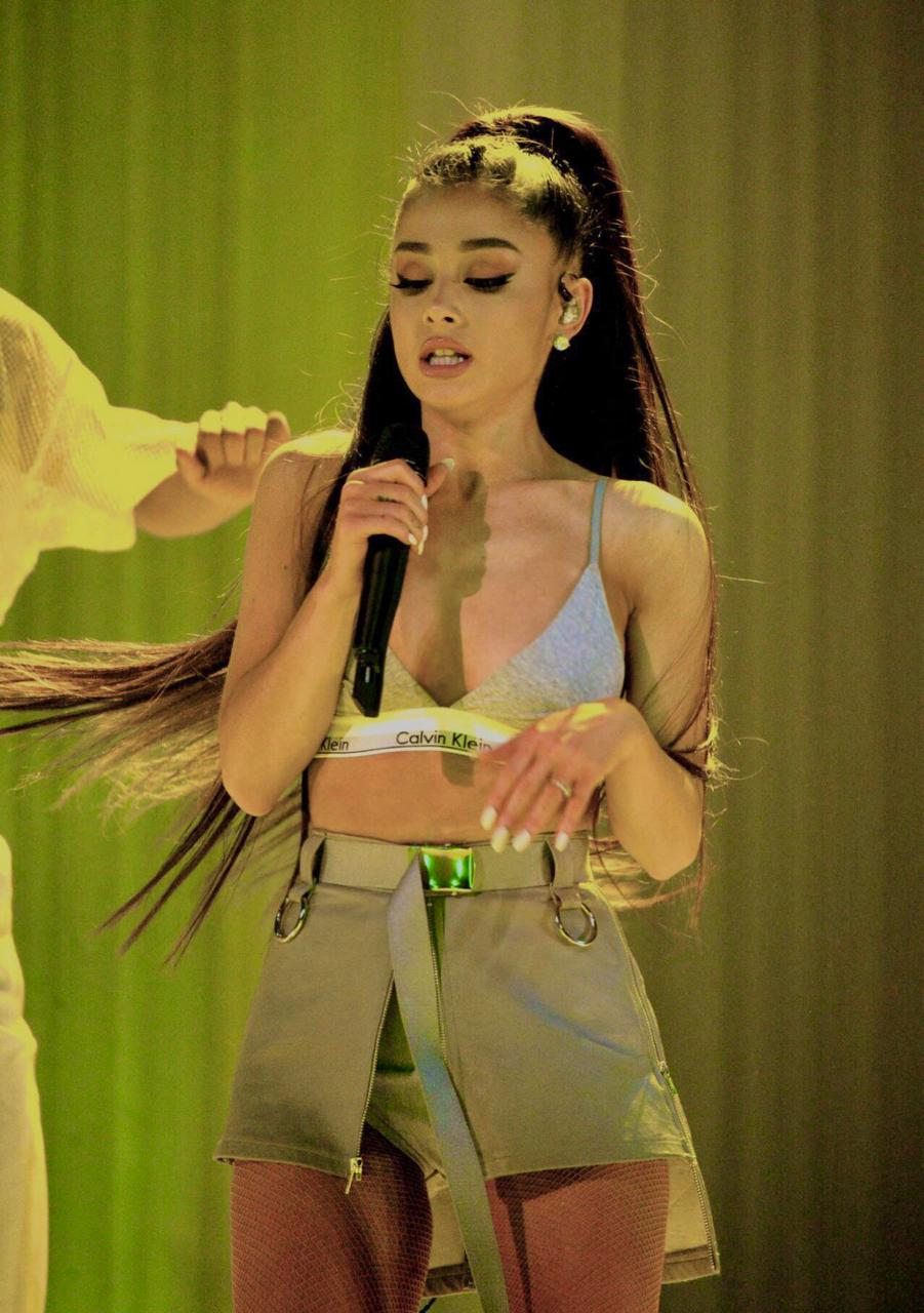 Ariana Grande In A Grey Calvin Klein Bra NSFW