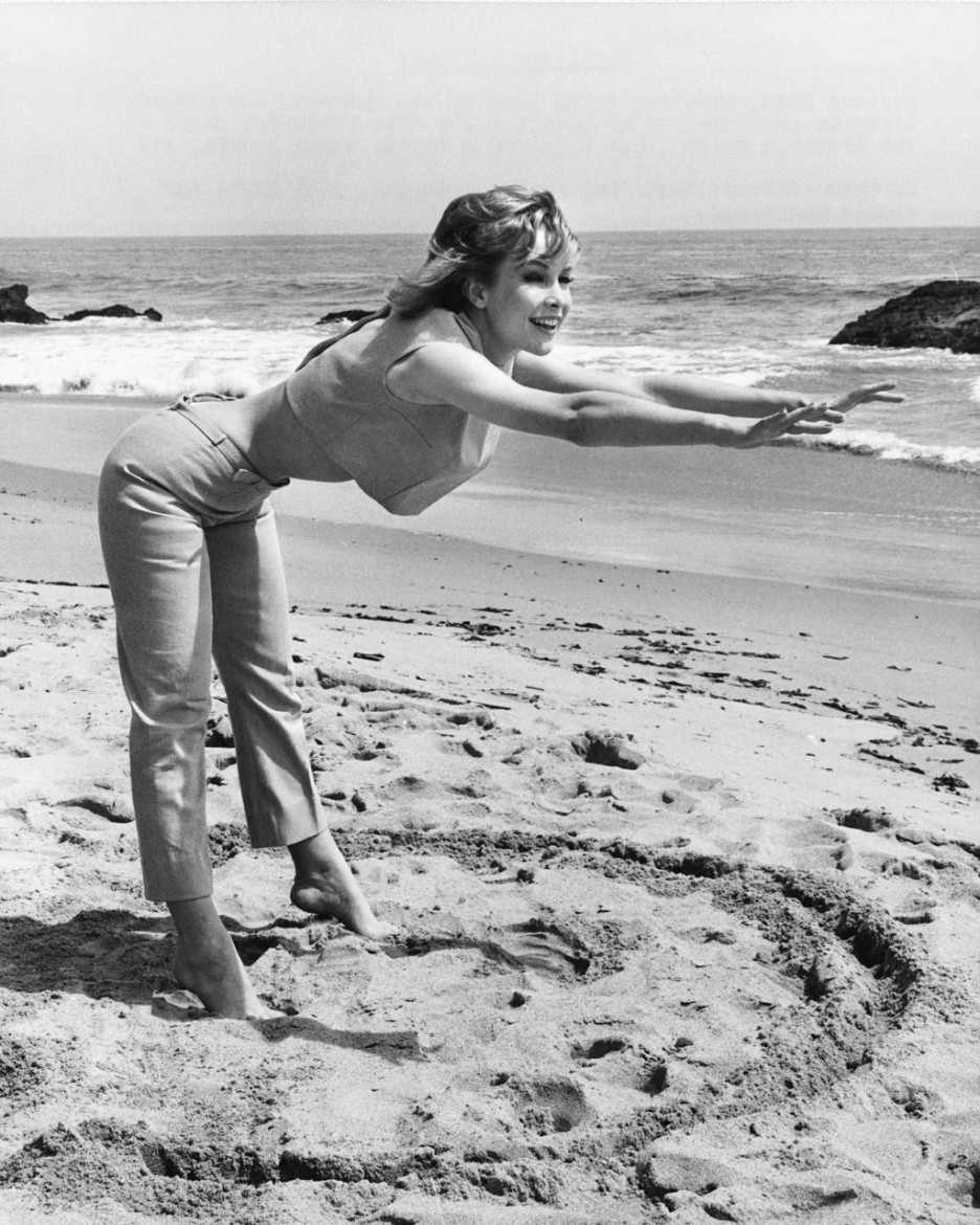 Barbara Eden Getting Her Morning Stretches In On The Beach 1950s NSF