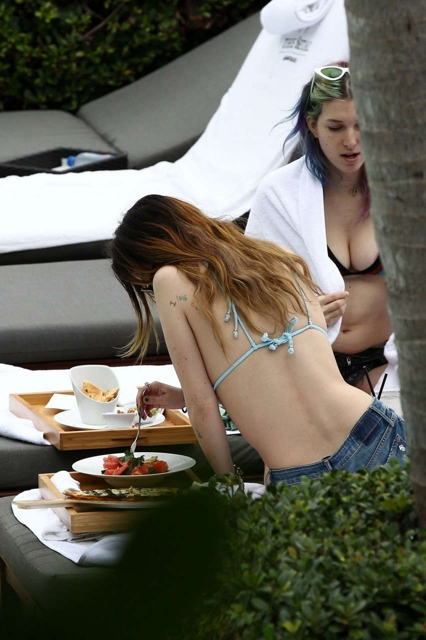 Bella And Dani Thorne Bikini Tops Pool Miami