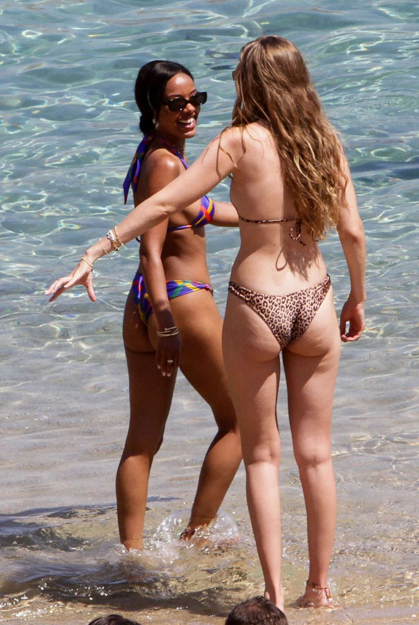 Bella And Gigi Hadid Bikinis Beach Mykonos Island