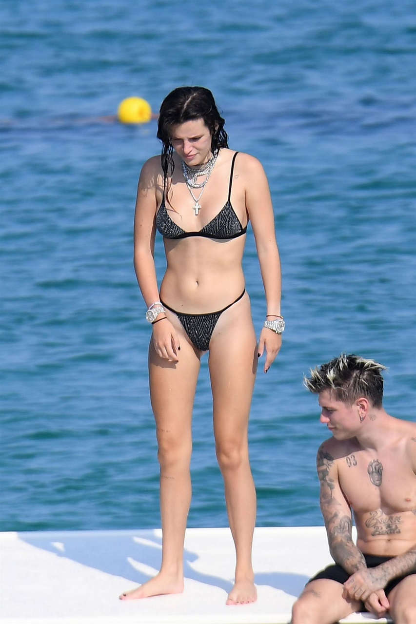Bella Thorne Black Bikini Vacation Sardinia