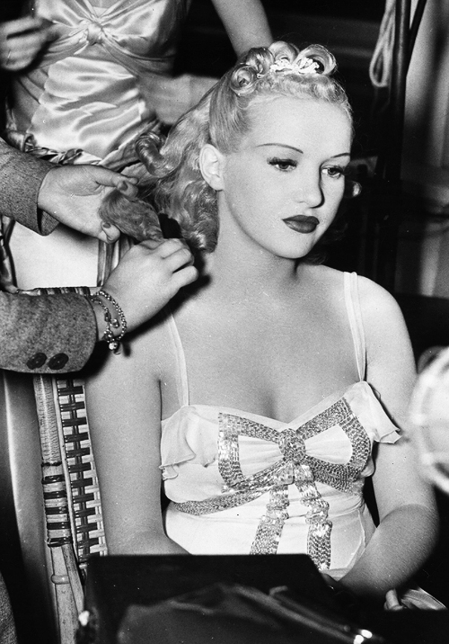 Betty Grable Getting Her Hair Brushed On The Set Of College Swing 1938 NSF