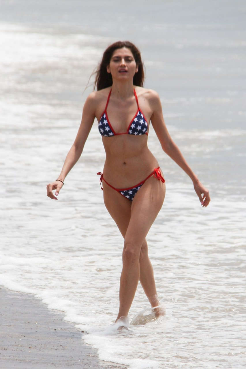 Blanca Blanci Celebrates Independence Day Star Spangled Bikini Beach Malibu