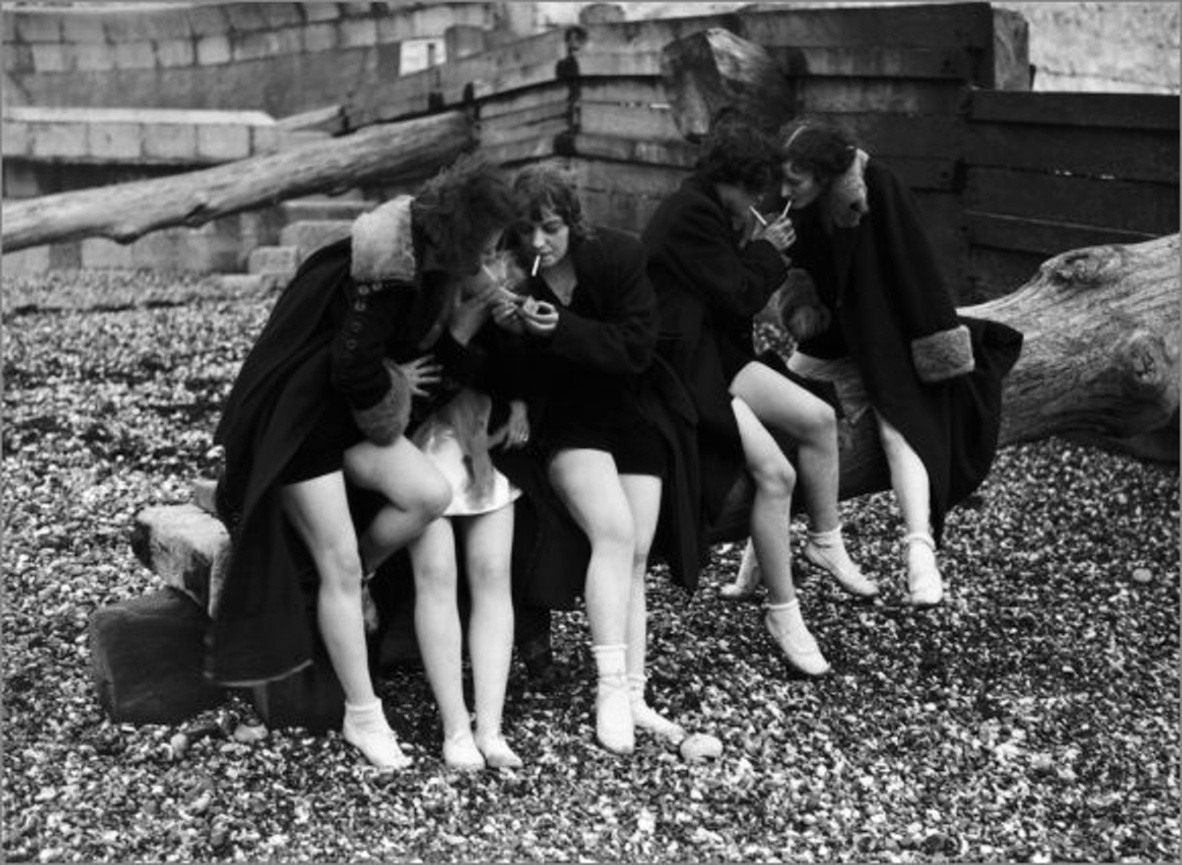 Brighton Swimming Club Members Enjoying A Smoke After A Bracing Swim 1925 NSF