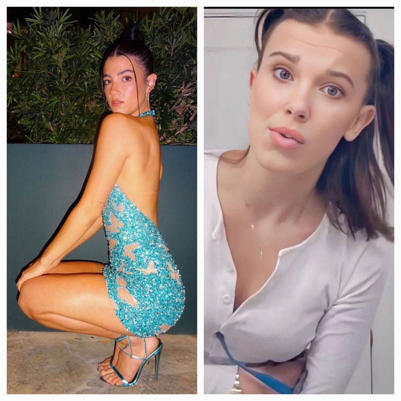 Charli Damelio And Millie Bobby Brown Have My Cock Throbing Join Me NSFW