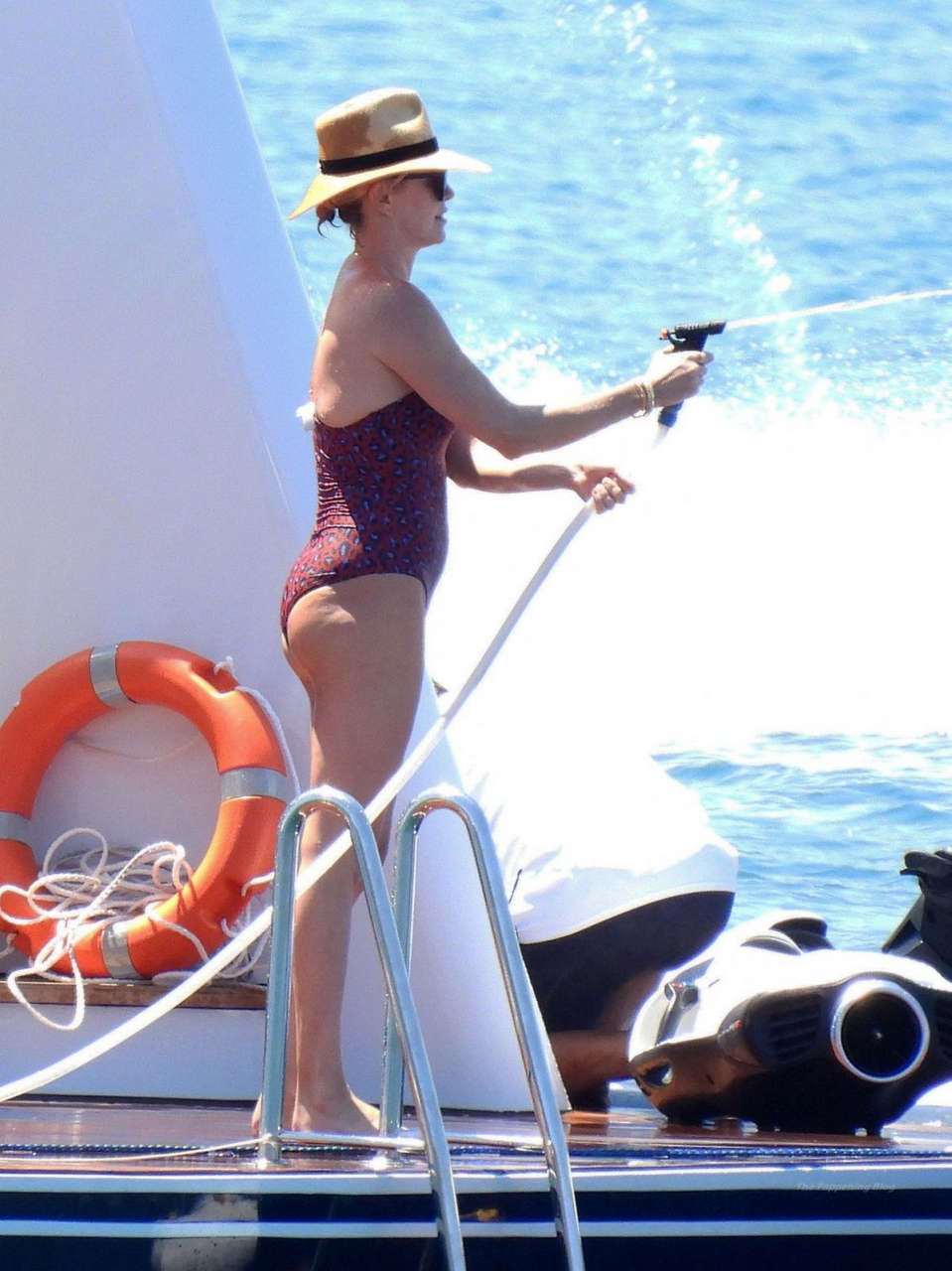 Charlize Theron Swimsuit Yacht Poros Island