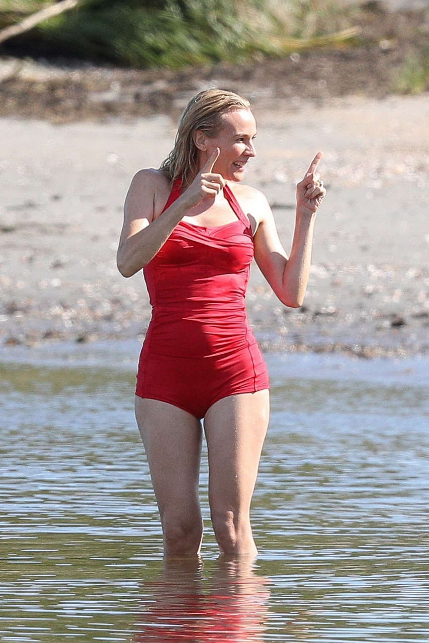 Diane Kruger Swimsuit Set Out Blue Warwick