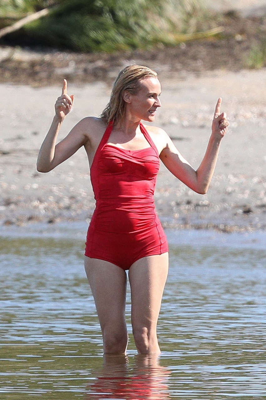 Diane Kruger Swimsuit Set Out Blue Warwick