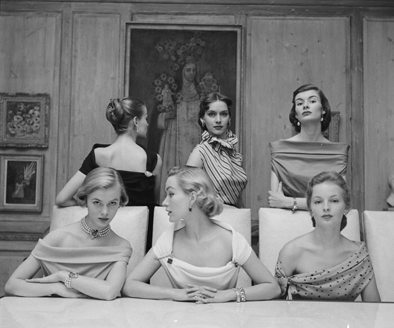 Fashion Models In Evening Wear Photographed By Nina Leen For Life Magazine C 1950s NSF