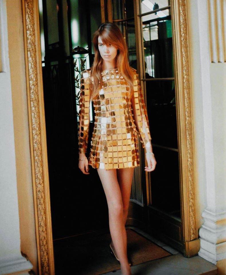 Francoise Hardy In A Gold Paco Rabanne Dress 1967 NSF
