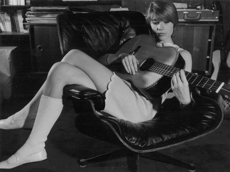 Francoise Hardy Playing Her Guitar On An Eames Chair Circa 1970 NSF