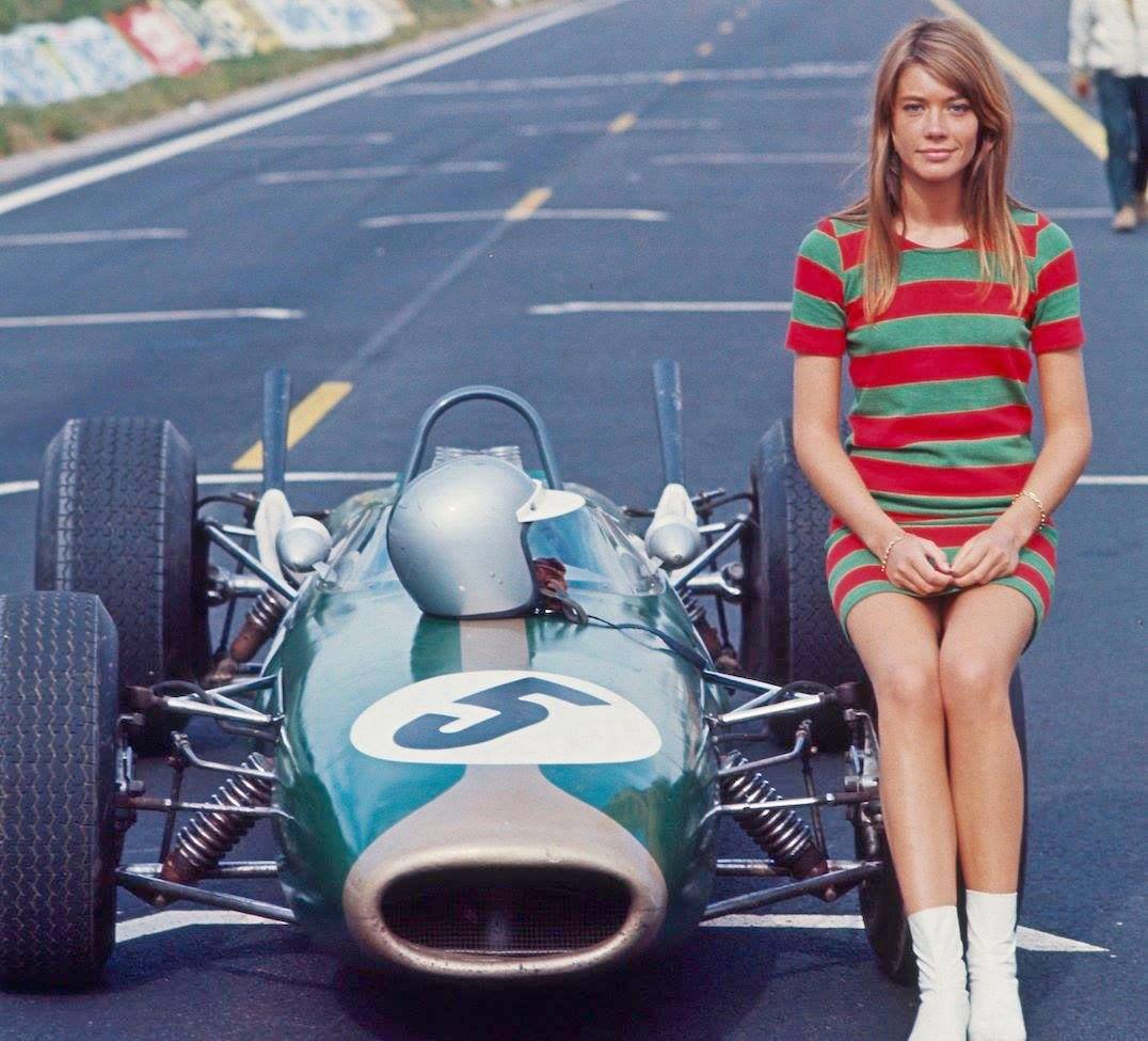 Francoise Hardy Sitting On An F1 Racing Car NSF