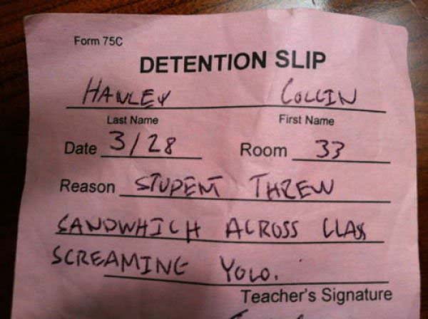 Funny Detention Slips NSFW