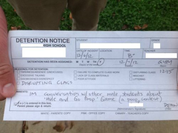 Funny Detention Slips NSFW