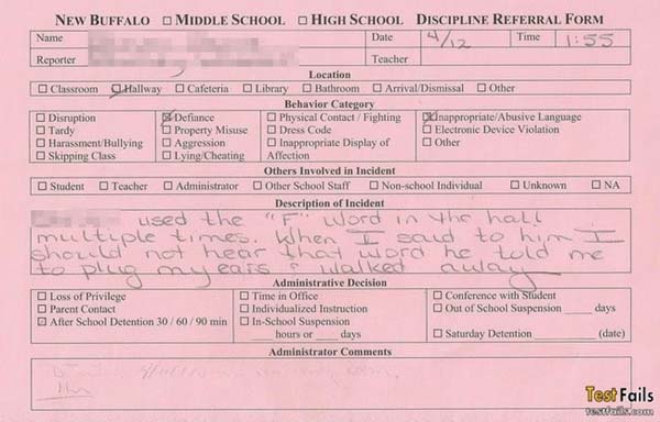 Funny Detention Slips NSFW