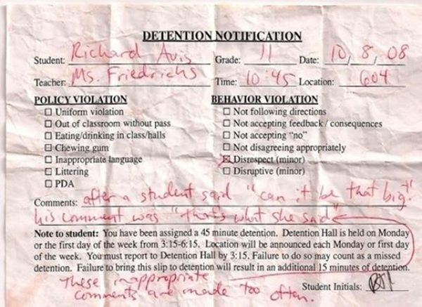 Funny Detention Slips NSFW