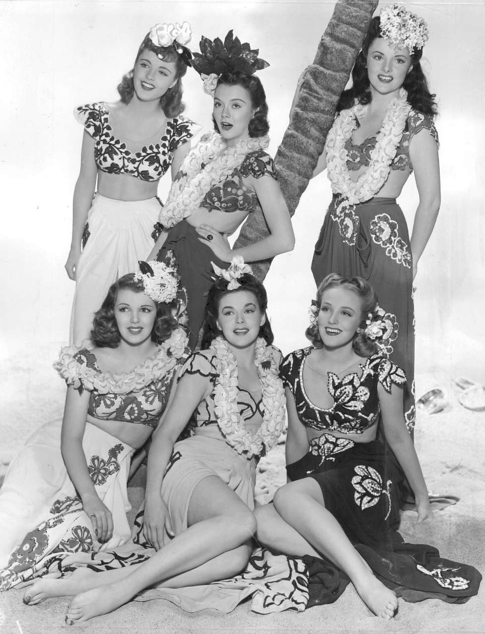 Gorgeous Gals In A Luau Themed Show C 1940s NSF