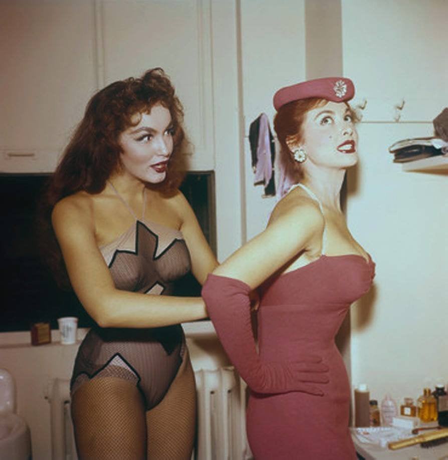 Julie Newmar And Tina Louise Backstage During The Broadway Production Of Lil Abner 1958 NSF