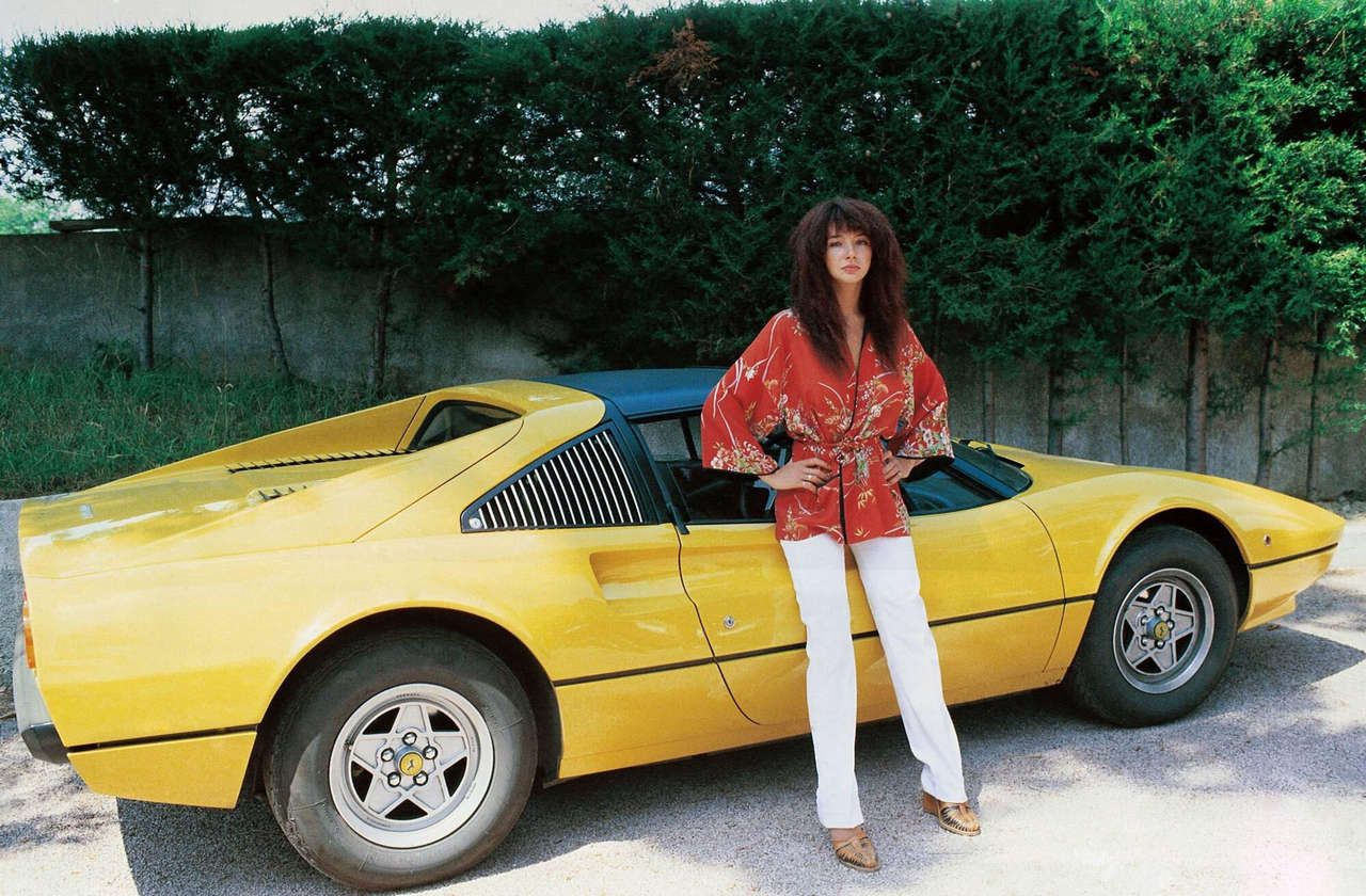 Kate Bush Leaning On A Yellow Ferrari In Italy 1978 NSF