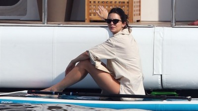Kendall Jenner Tiny Blue Thong Bikini