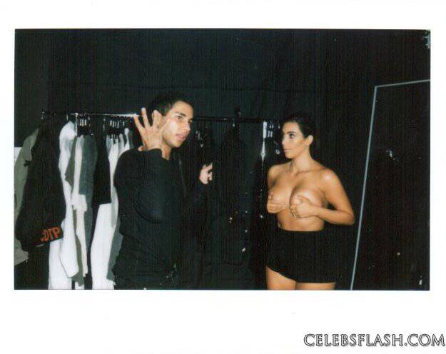 Kim Kardashian Topless Backstage NSFW