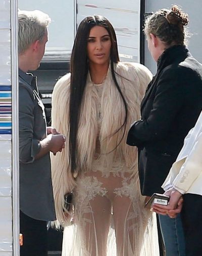 Kim Kardashian Wears A See Through White Dress Without Panties