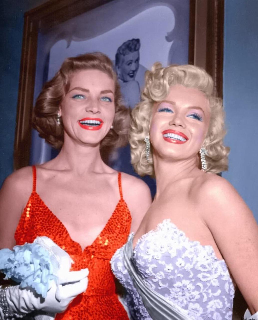 Lauren Bacall And Marilyn Monroe At The Hollywood Premiere Of How To Marry A Millionaire 1953 NSF