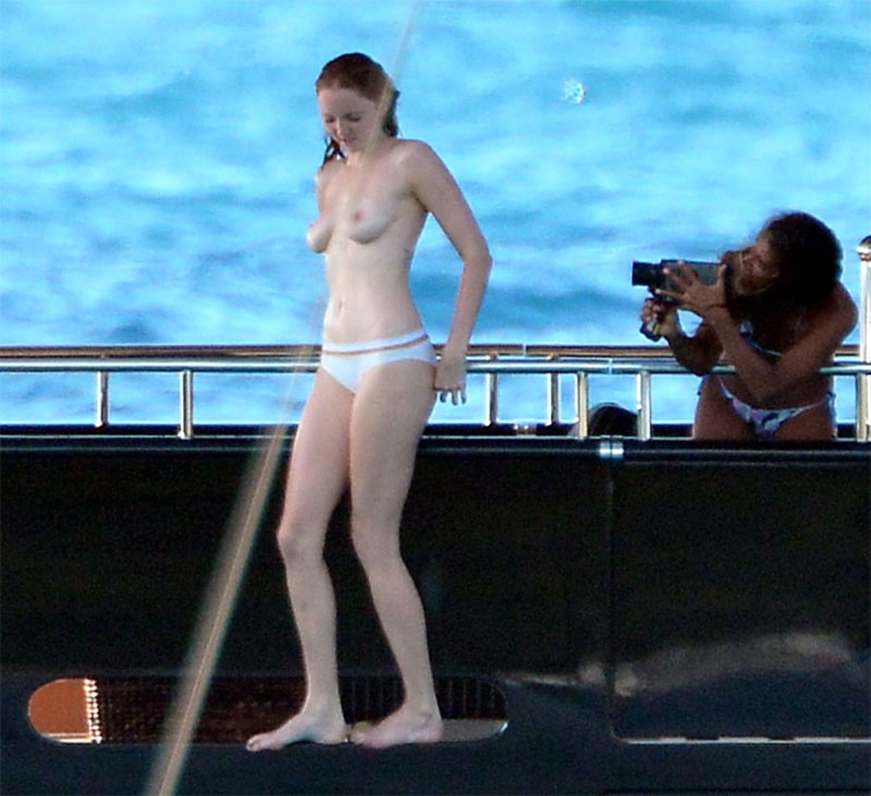 Lily Cole Topless On A Yacht NSF