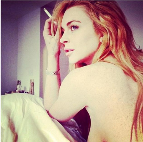 Lindsay Lohan Having A Smoke NSFW