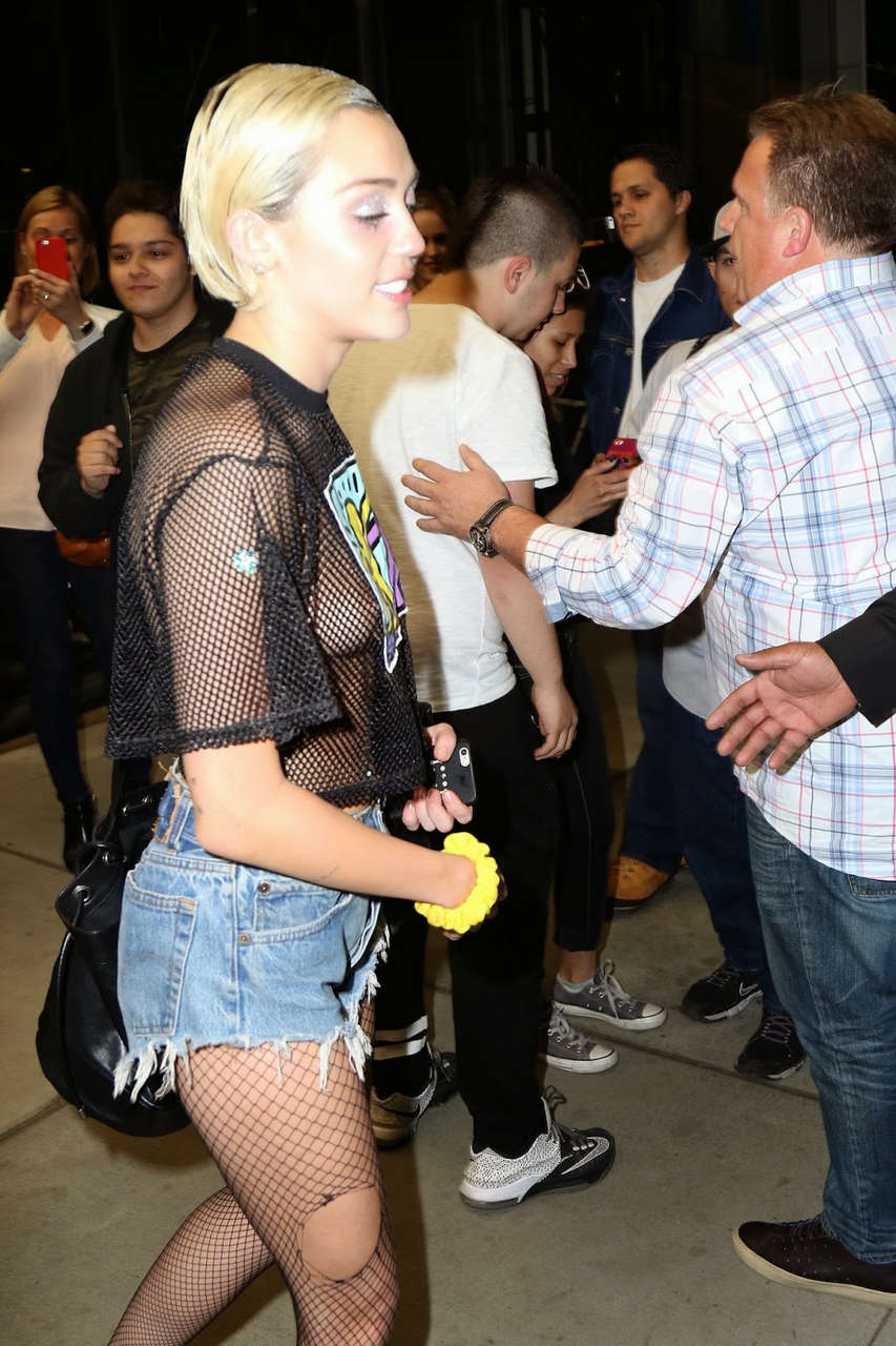 Miley Cyrus Nipple Slip In A Mesh Top NSFW