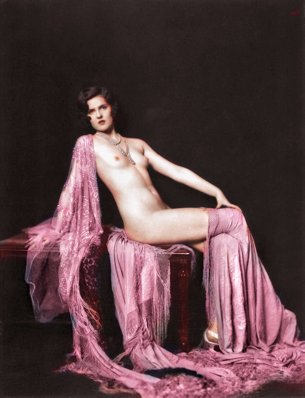 Model Reclining Ann Smith C 1920 1929 By Alfred Cheney Johnston Colorized NSF