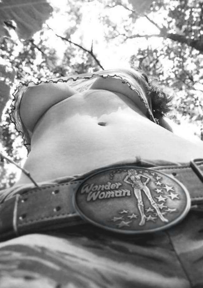 Model Wearing A Wonder Woman Belt Buckle And Not Much Else Early 1980s NSF