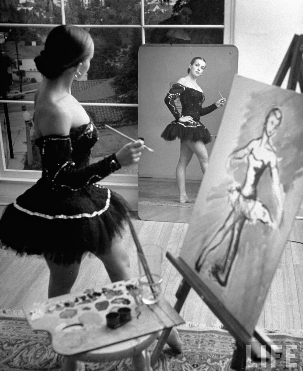 Nita Bieber At The Age Of 23 Painting A Self Portrait 1949 NSF