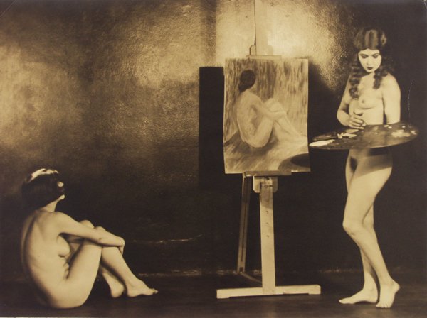 Nude Artist And Nude Model Photographed By Edwin Bower Hesser C 1920s NSF
