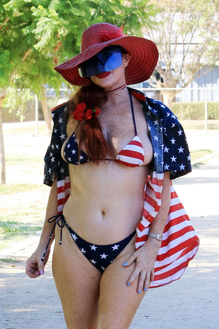 Phoebe Price American Flag Bikini Labor Day Los Angeles