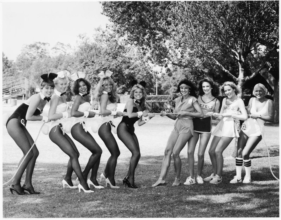 Playboy Bunnies Vs Cheerleaders Tug A War In 1960 NSF