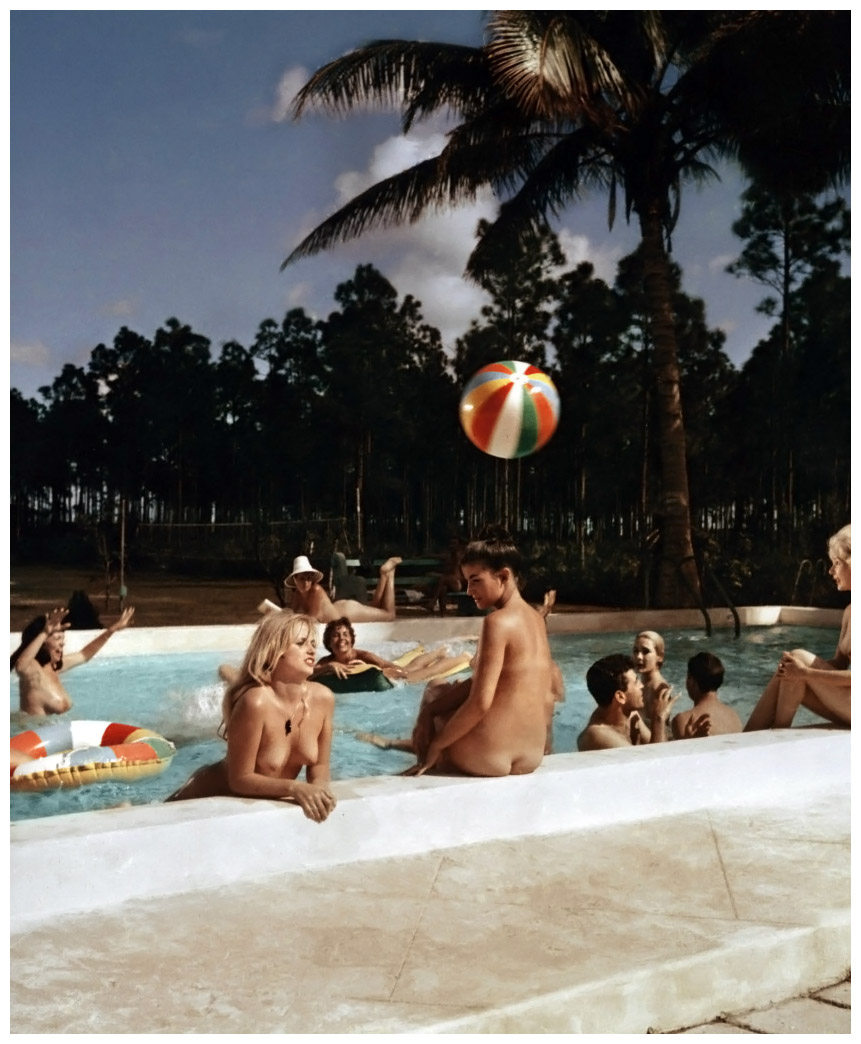 Pool Scene At Sunny Palms Nudist Resort Homestead Florida 1962 NSF