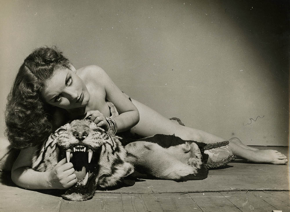 Sara Leighton Aka Shirley Lorimer Nude On A Tiger Rug Circa 1950s NSF