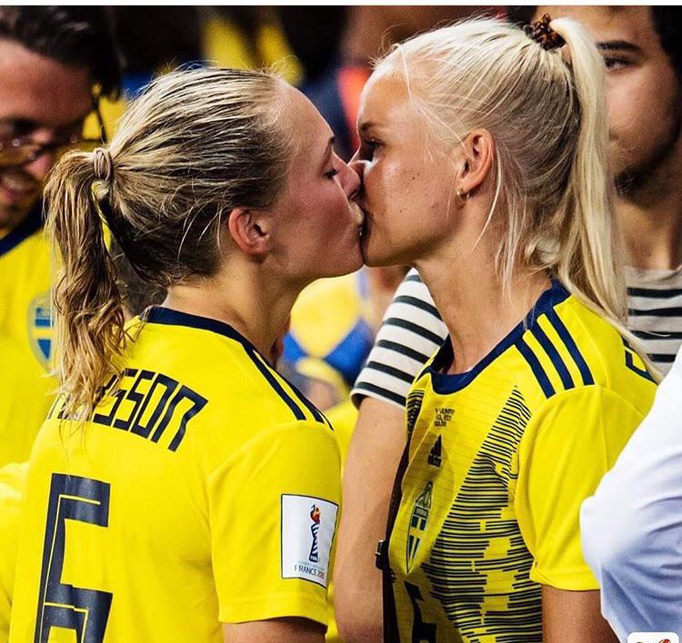 Soccer Players Magdalena Eriksson And Pernilla Harder Kissin