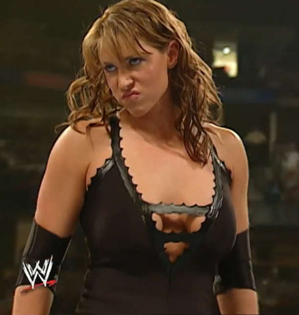 Stephanie Mcmahon In Tight Wrestling Gear With No Bra On NSF